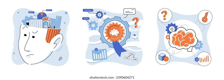 Mindset. Vector illustration. Achieving success necessitates growth mindset coupled with dedication to lifelong learning The mindset concept encourages us to question established beliefs and embrace