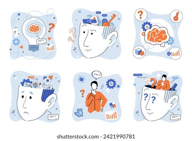 Mentalidad. Ilustración vectorial. El concepto de mentalidad nos inspira a desafiar el pensamiento convencional y explorar nuevas posibilidades El aprendizaje es autodescubrimiento, mejora y aprendizaje de toda la vida