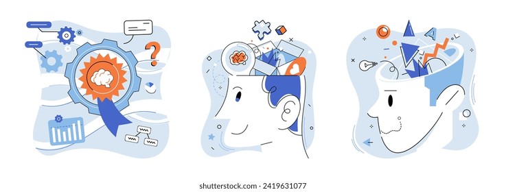 Mindset. Vector illustration. A positive mindset is key to unlocking your full potential The mind is powerful tool for generating innovative ideas Attitude plays crucial role in personal improvement