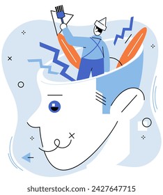 Mindset. Vector illustration. Positive thinking empowers us to overcome challenges and achieve our goals Continuous improvement is path to success and personal satisfaction Developing intelligence