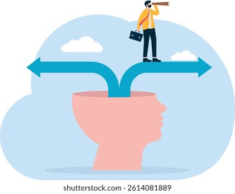 Mindset and vision of a leader in making business decisions. Brain makes decisions.

