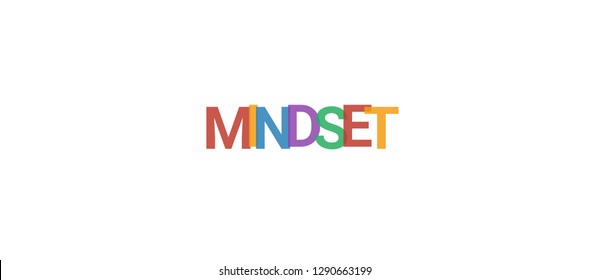 Mindset word concept. Colorful "Mindset" on white background. Use for cover, banner, blog.