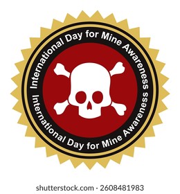 Mine attack awareness calendar event sticker, vector illustration