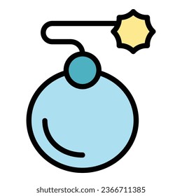 Vector de contorno de icono de la bomba de minas. Carro de oro. Color de gema menor plano