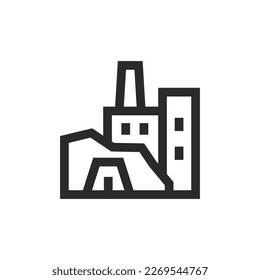 Mine building, linear style icon. Editable stroke width