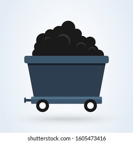 Mine Cart flat. vector modern design illustration.