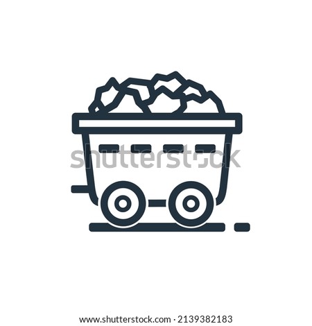 Mine cart icon isolated on a white background.  Coal, gold mine cart symbol design for web and mobile apps.  Line vector sign.