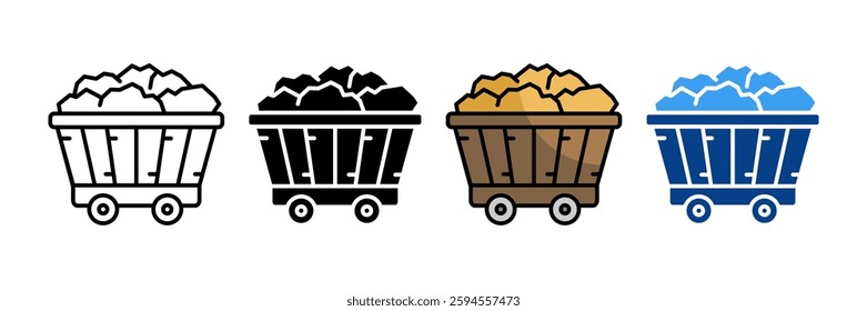 Mine Cart Icon Set Multiple Style Collection