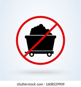 Mine Cart no, forbidden, Simple vector modern icon design illustration.