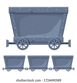 Ilustración de diseño de vectores de carrito de minas aislada en fondo blanco
