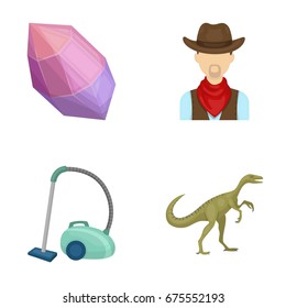 mine, cleaning and other web icon in cartoon style.rodeo, history icons in set collection.