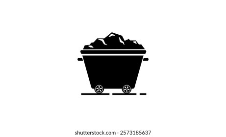 Mine coal wagon, black isolated silhouette