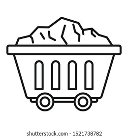 Mine coal wagon icon. Outline mine coal wagon vector icon for web design isolated on white background