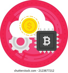 mine crypto on cloud Concept,  Cryptocurrency Mining using Remote Machine Vector Icon Design, Cloud Processing Symbol, Computing Services Sign, Web Services and Data Center stock illustration