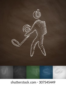 mine detector icon. Hand drawn vector illustration. Chalkboard Design