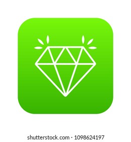 Mine diamond icon green vector isolated on white background