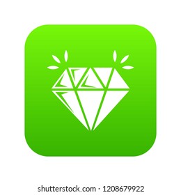 Mine diamond icon green vector isolated on white background