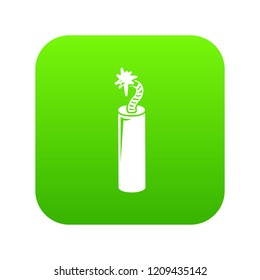 Mine dynamite icon green vector isolated on white background