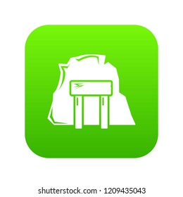 Mine enter icon green vector isolated on white background