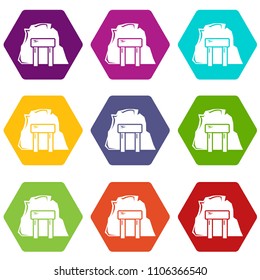 Mine enter icons 9 set coloful isolated on white for web