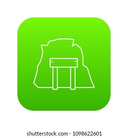 Mine entrance icon green vector isolated on white background