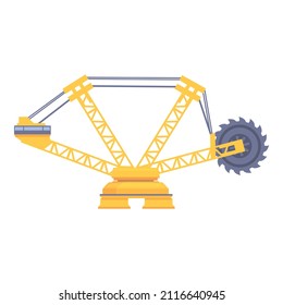 Vector de caricatura de iconos de la excavadora de minas. Equipamiento abierto. Trabajo en la industria