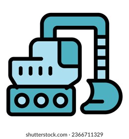 Mine excavator icon outline vector. Gold ore. Coal miner color flat