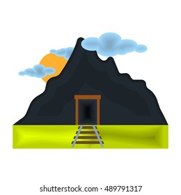 Mine icon in cartoon style isolated on white background. Mine symbol stock vector illustration.