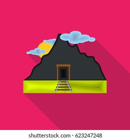 Mine icon in flat style isolated on white background. Mine symbol stock vector illustration.
