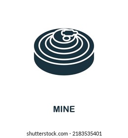 Icono de la mina. Línea simple monocroma Icono de arma para plantillas, diseño web e infografías