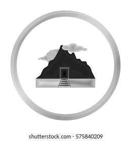 Mine icon in monochrome style isolated on white background. Mine symbol stock vector illustration.