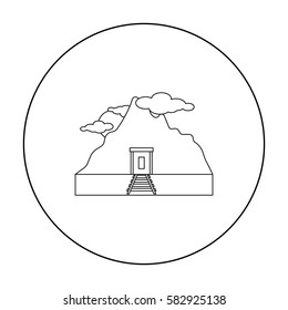 Mine icon in outline style isolated on white background. Mine symbol stock vector illustration.