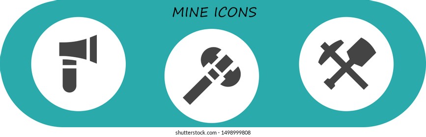 mine icon set. 3 filled mine icons.  Simple modern icons about  - Axe, Mine