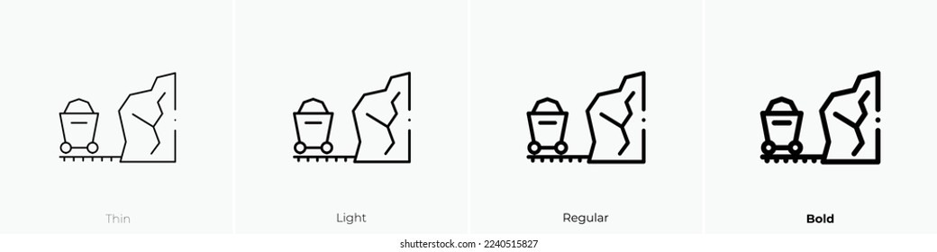mine icon. Thin, Light Regular And Bold style design isolated on white background