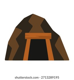 mine in mountain flat color vector illustration template design