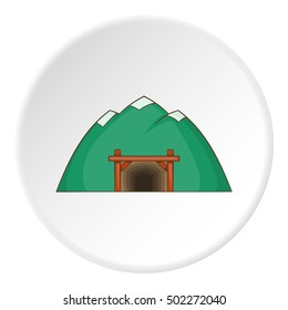 Mine in mountain icon. Cartoon illustration of mine in mountain vector icon for web