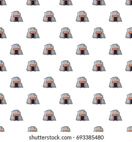Mine in mountain pattern in cartoon style. Seamless pattern vector illustration