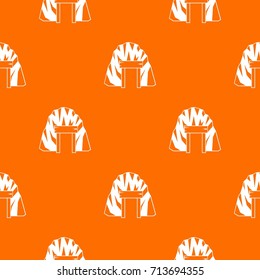 Mine in mountain pattern repeat seamless in orange color for any design. Vector geometric illustration