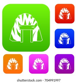 Mine in mountain set icon in different colors isolated vector illustration. Premium collection