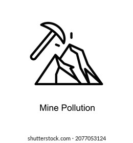 Umriss-Symbol für die Verunreinigung durch Mine. Illustrationsformat EPS10-Dateiformat