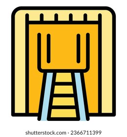 Mine rail icon outline vector. Gold stone. Diamond gem color flat