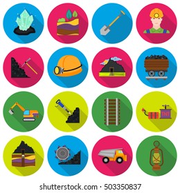 Mine set icons in flat style. Big collection mine vector symbol stock illustration