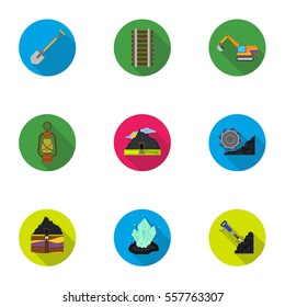 Mine set icons in flat style. Big collection of mine vector symbol stock illustration