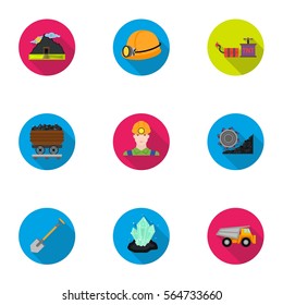 Mine set icons in flat style. Big collection of mine vector symbol stock illustration