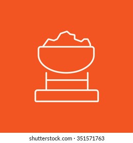 Mine trolley full of coal line icon for web, mobile and infographics. Vector white icon isolated on red background.