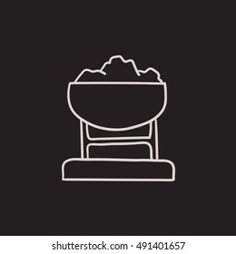 Mine trolley full of coal vector sketch icon isolated on background. Hand drawn Mine trolley full of coal icon. Mine trolley full of coal sketch icon for infographic, website or app.