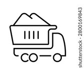 Mine trolley icon. Industry and mining equipment line symbol. Black and white.