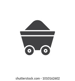 Mine trolley icon vector, filled flat sign, solid pictogram isolated on white. Barrow symbol, logo illustration.