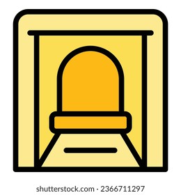 Mine tunnel icon outline vector. Golden stone. Rock miner color flat