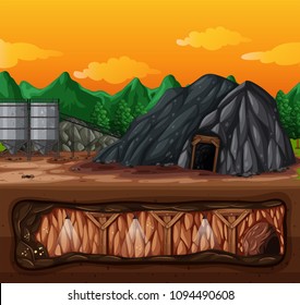 A Mine and Underground Scene illustration